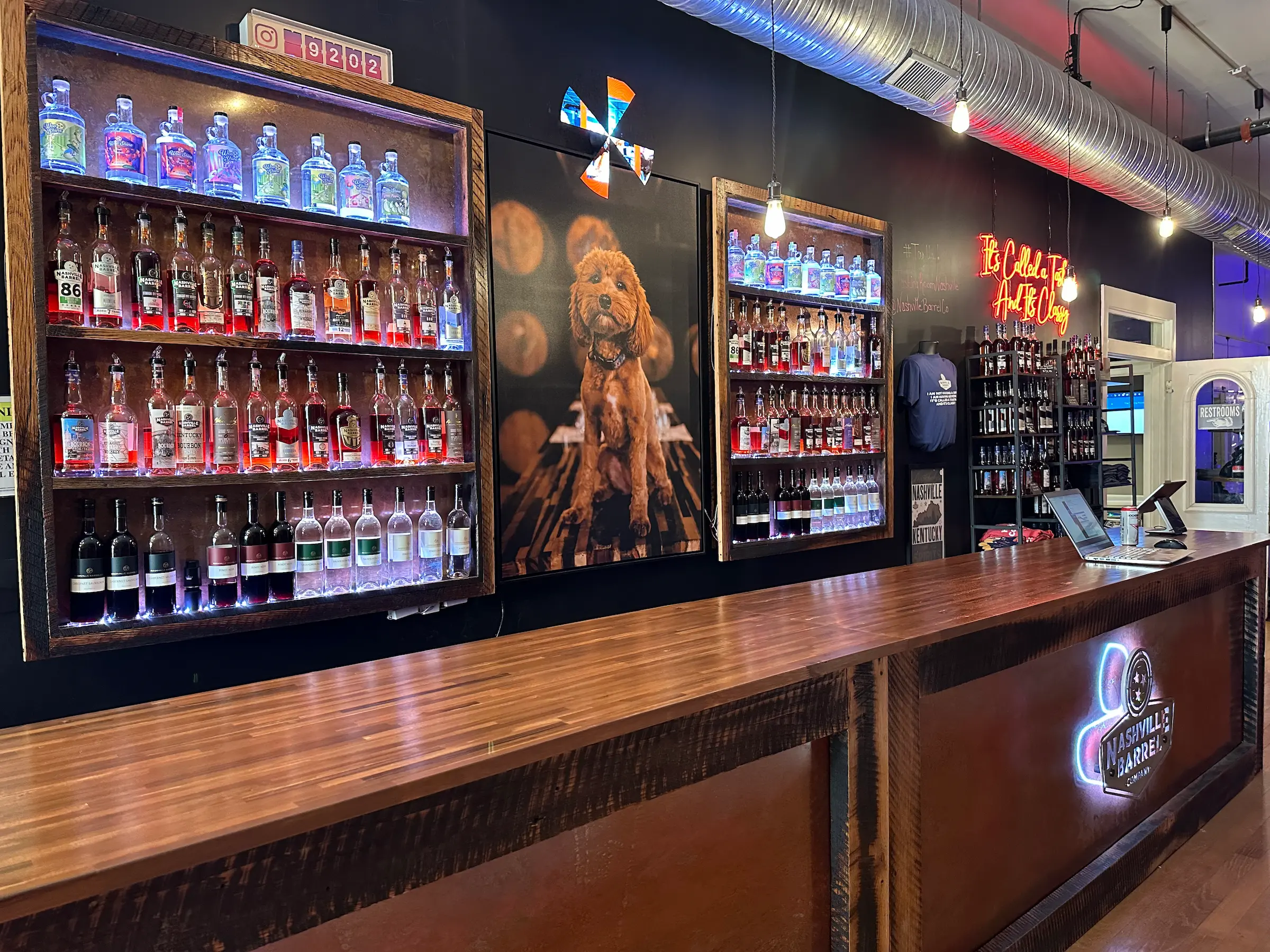 Interior of Nashville Barrel Company downtown tasting room